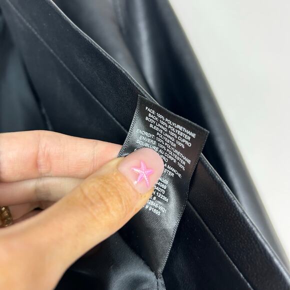 Aritzia Babaton Logan Faux Leather Jacket Blazer Black Sz Large - Picture 10 of 13